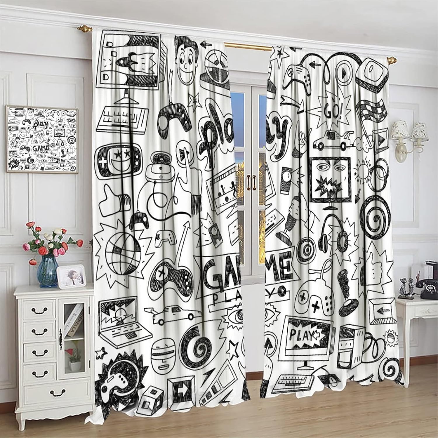Gaming Video Game Curtain Deco - Retro Gaming Youtube ulasan dan harga
